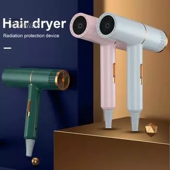 Бытовой фен с мощным синим светом мощностью 800 Вт, уход за волосами с отрицательными ионами, фен для женщин и мужчин, фен для бесшумных и быстросохнущих волос (US Plug) US Plug белый