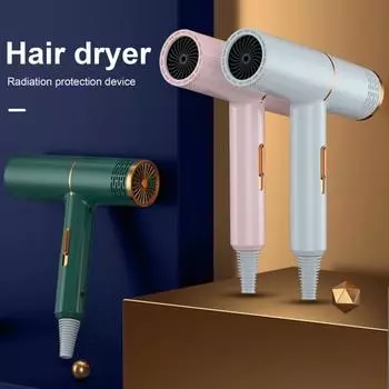 Бытовой фен с мощным синим светом мощностью 800 Вт, уход за волосами с отрицательными ионами, фен для женщин и мужчин, фен для бесшумных и быстросохнущих волос (UK Plug) UK Plug зелёный