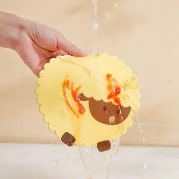 Бытовой коврик для чайной чашки с мультяшной овцой, коврик для еды, коврик для миски, изоляционный коврик, коврик для миски Light Gray Small Size