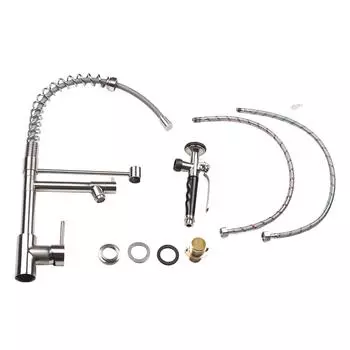 Бытовой кухонный кран с выдвижной пружиной для горячей и холодной воды, кран для умывальника, тип Brushed