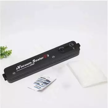 Бытовой кухонный вакуумный упаковщик с 10 вакуумными пакетами, 220 В, напряжение ЕС, автоматическая машина для вакуумной упаковки продуктов, малая машина для запайки пластика EU чёрный