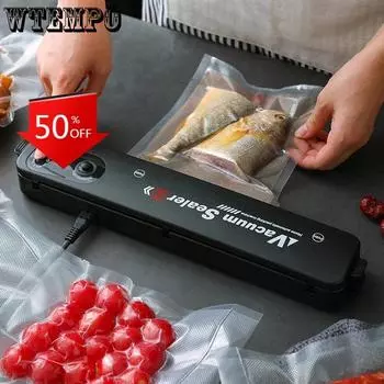 Бытовой кухонный вакуумный упаковщик, упаковочная машина с 10 шт. вакуумных пакетов, бытовой упаковщик, пищевой вакуумный упаковщик, акция EU Plug чёрный