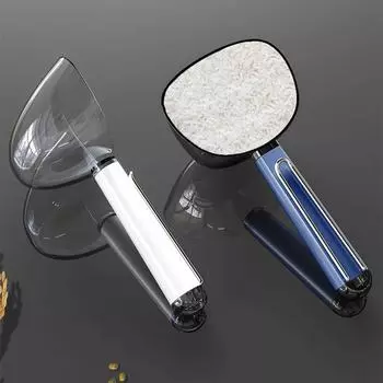 Бытовой многофункциональный пищевой совок, мерный стакан, мерный стакан для муки, лопата большой емкости для зерна с уплотнительным зажимом 18.5*9.5*6.7cm белый