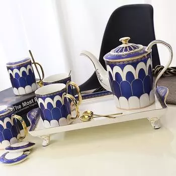 Бытовой набор для воды Керамический Английский Холодный кувшин Жаростойкий Холодный кувшин Набор Чашка Набор для послеобеденного чая Others