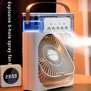 Бытовой небольшой охладитель воздуха Электрический вентилятор Портативный перезаряжаемый светодиодный ночной светильник Вентиляторы Новый циркуляционный увлажнитель белый
