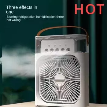 Бытовой небольшой охладитель воздуха Электрический вентилятор Портативный перезаряжаемый светодиодный ночной светильник Вентиляторы Новый циркуляционный увлажнитель белый