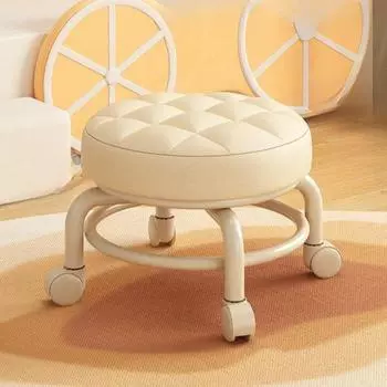 Бытовой низкий табурет на колесиках, детский прогулочный круглый табурет, мобильный универсальный табурет на колесах для гостиной, маленький табурет оранжевый