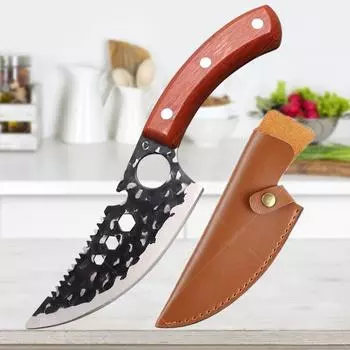 Бытовой нож из нержавеющей стали для разделки свиней, разделки мяса, рыбы, чешуи, простой в обращении многоцелевой нож с кольцом, аксессуары для кухонных инструментов 1*knife with cover
