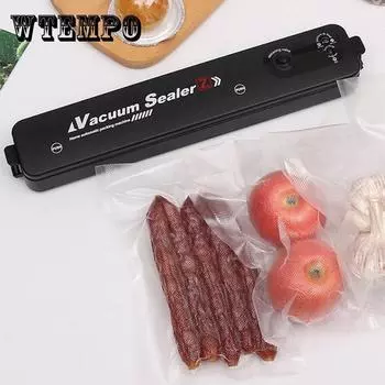 Бытовой пищевой вакуумный упаковщик, машина для упаковки пищевых продуктов, пленочный упаковщик, вилка европейского стандарта, вакуумный упаковщик с 10 шт., вакуумные пакеты для пищевых продуктов, инструмент Kichen one size чёрный