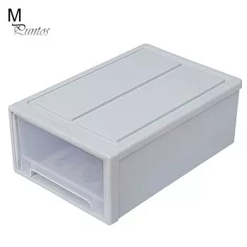 Бытовой пластиковый прозрачный штабелируемый ящик для хранения ящиков-контейнер-органайзер S светло-синий