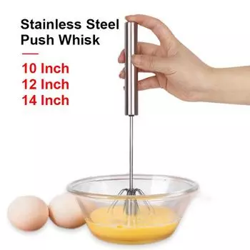 Бытовой полуавтоматический вращающийся венчик из нержавеющей стали, ручная взбивалка для яиц, кухонные инструменты, посуда для крема, венчик, ручной миксер 12 inch