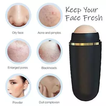Бытовой портативный вулканический абсорбирующий роликовый роликовый очиститель пор для снятия макияжа и жира, моющийся, летний инструмент для контроля жирности кожи белый