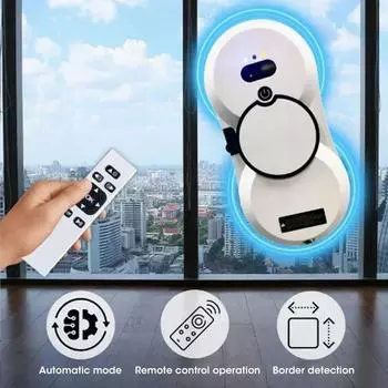 Бытовой робот-пылесос для мытья окон Робот-очиститель окон с распылителем воды Пульт дистанционного управления Электрический очиститель для стекол Limpiacristales EU белый