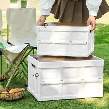 Бытовой складной ящик для хранения одежды, книг, игрушек, органайзеров, коробок с деревянной крышкой, утолщенный ящик для хранения на открытом воздухе для кемпинга и автомобиля CHINA