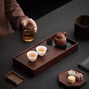 Бытовой стеклянный бамбуковый поднос для хранения воды, небольшой сухой чайный столик в гостиной, новый чайный сервиз Kung Fu, поднос для хранения воды