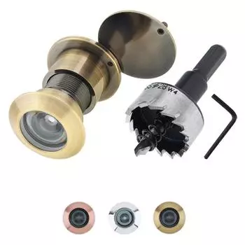 Бытовой твердый латунный глазок безопасности 220 градусов Высокое разрешение дверной глазок с вращающейся крышкой конфиденциальности No Saw