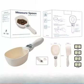 Бытовые электронные весы для домашних животных с ложкой, 800 г, большая ручка, весы для кормления, мини-весы для дополнительного питания, весы для корма для собак