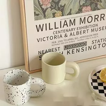 Бытовые чашки для воды с крапчатыми чернильными узорами, простое и атмосферное молоко для завтрака, чашки для овсянки, керамические чашки и кружки белый