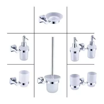 Бытовые хромированные аксессуары для ванной комнаты 304 нержавеющая сталь ершик для унитаза держатель для стакана дозатор мыла фурнитура подвеска матовое стекло