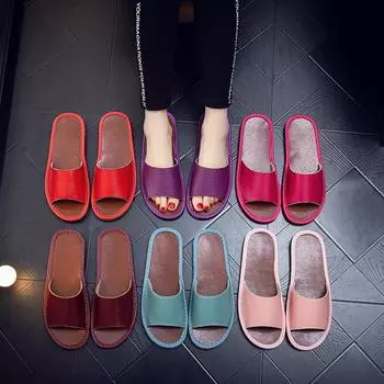 Бытовые кожаные тапочки. Летние водонепроницаемые домашние тапочки, которые можно носить в ванных комнатах для мужчин и женщин.. Тапочки для пар не скользят 35-36 чёрный