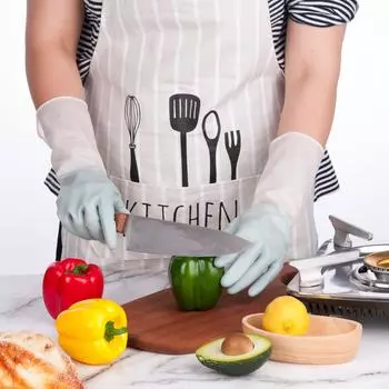 Бытовые перчатки для мытья посуды Маслостойкие перчатки для мытья кухни Короткие двухцветные бытовые перчатки из кожи Кухонные принадлежности S жёлтый