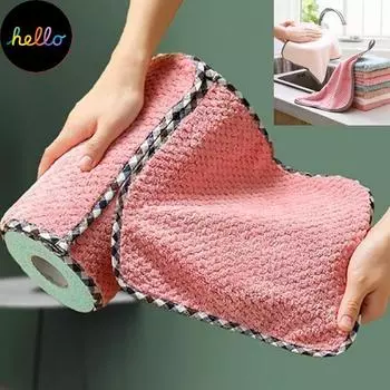 Бытовые супервпитывающие полотенца из микрофибры, салфетки для кухонной посуды, салфетки с антипригарным маслом, качество 3Pcs красный