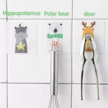 Бытовые удобные инструменты Крючок с сильным клеем в стиле животных Настенный держатель без гвоздей Бесследный настенный крючок Кухонные инструменты для ванной Hippopotamus
