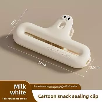 Бытовые зажимы для запечатывания снеков Зажимы для запечатывания Кухня Ресторан Еда Влагонепроницаемый Артефакт для запечатывания Креативные мультяшные пластиковые зажимы 1PCS белый