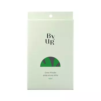 ByUR Face Pack Sheet Mask Aqua Serum Mask 4 шт. в индивидуальной упаковке Увлажняющий уход за порами Отшелушивающий уход Зеленый (Успокаивающий V1)