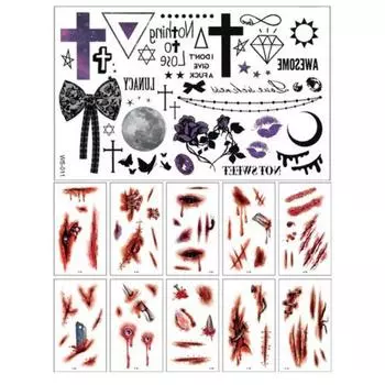BYUZ Halloween Day Wound Tattoo Makeup Sticker A 60 шт. / B 11 шт. 2 типа 1 выбор Tattoo Sticker 11pieces