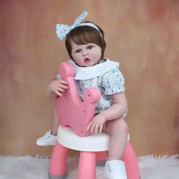 BZDOLL, 3D-краска, кожа, мягкая силиконовая кукла Reborn Baby, 60 см, готовая кукла для малышей, игрушка для девочки, реалистичное платье, принцесса Bebe 60cm 3D-paint Skin Doll