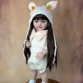 BZDOLL 55 см 22 дюйма Реалистичная кукла-реборн на подставке для девочек, полностью мягкое силиконовое тело, принцесса для малышей Bebe, подарок на день рождения same as picture