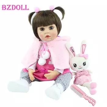 BZDOLL 55 см полностью силиконовая кукла реборн для девочек, реалистичная новорожденная принцесса для маленьких детей, Bebe Kids Boneca, нарядная игрушка 55cm, Brown eyes
