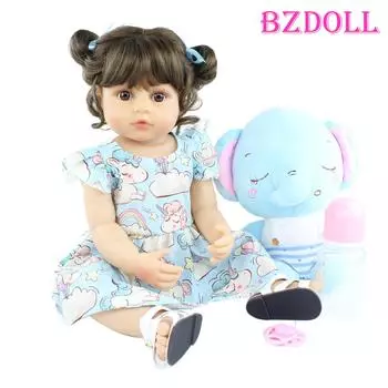 BZDOLL 55 см полностью силиконовая кукла реборн для девочек реалистичная новорожденная игрушка Bebe подарок на день рождения 55cm, Brown eyes