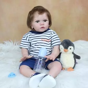 BZDOLL 60 см 3D-краска кожа мягкая силиконовая кукла реборн для маленьких мальчиков для девочек как настоящая 24-дюймовая игрушка для малышей одеваются вживую Bebe реалистичная 60cm 3D-paint Skin Doll