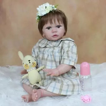 BZDOLL 60 см 3D-краска кожи мягкая силиконовая кукла реборн для девочек для девочек, как настоящая ткань, тело, силиконовая игрушка принцессы Alive Bebe 60cm 3D-paint Skin Doll