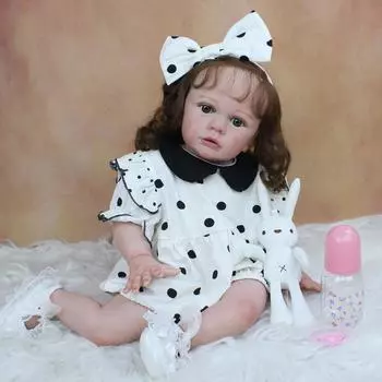 BZDOLL, 60 см, мягкая силиконовая кукла Reborn, с 3D-краской, для девочек, реалистичная, 24 дюйма, с длинными волосами, платье принцессы Тайры, Bebe 60cm 3D-paint Skin Doll