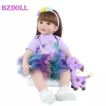 BZDOLL 60 см мягкая тканевая силиконовая кукла Reborn для малышей, принцесса для девочек, 24 дюйма, как настоящий ребенок, игровой домик, игрушка 60cm Doll, Brown eyes