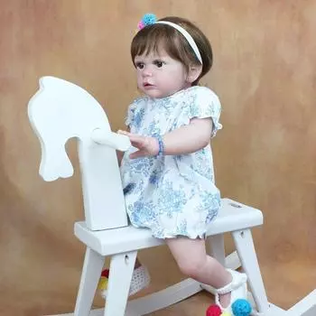 BZDOLL 60 см с готовой 3D-краской из кожи, мягкая силиконовая кукла реборн для девочек, 24 дюйма, тканевое тело, игрушка-принцесса для малышей, платье Up Alive Bebe 60cm 3D-paint Skin Doll