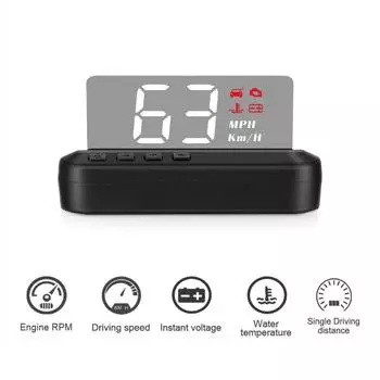 C100 автомобильный HUD проекционный дисплей на лобовое стекло, проектор напряжения, сигнализация OBD2 II EUOBD с противоскользящей накладкой, система предупреждения о превышении скорости