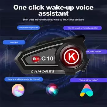 C10 Мотоциклетный шлем Bluetooth гарнитура V5.3 наушники IPX6 водонепроницаемый поддержка подключения 2 телефонов одновременно