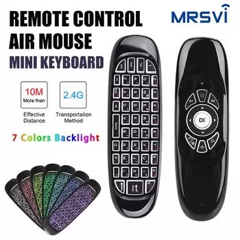 C120 Air Mouse 2.4G RF Smart Remote Control 7 Color Backlight English Wireless Keyboard для Android Smart TV Box