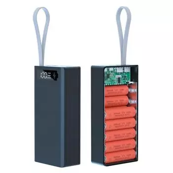 C14 18650 держатель аккумулятора зарядное устройство PD быстрое Qi беспроводное зарядное устройство USB тип C DIY внешний аккумулятор чехол 14*18650 ящик для хранения аккумуляторов Normal чёрный