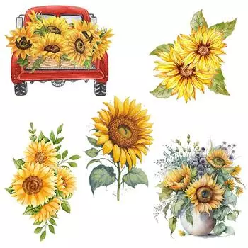 C174 # Наклейка на стену с подсолнухом, фон для детской комнаты, украшение для дома, фреска, обои для гостиной, забавная наклейка A-26.4x30cm-PET