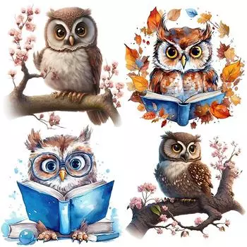 C184 #Мультяшная Сова Наклейка на стену Детская комната Фон Домашнее украшение Фреска Гостиная Обои Забавная наклейка A-30x30cm-PET