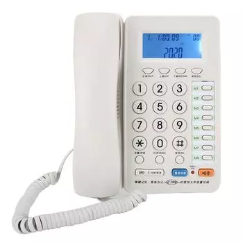 C199 Стационарный телефон Домашний проводной стационарный телефон для бизнеса, офиса, проводной телефонный стол с большим дисплеем, белый белый