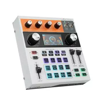 C200 Live Sound Card Многофункциональный аудиомикшер Звуковая карта Микшерный пульт BT Аккомпанемент для живых выступлений разноцветный