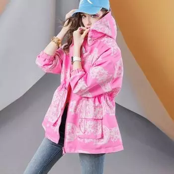 C328 Waist Trimming Loose Mid Length Long Length Double-Sided Trench Coat Pink order XL