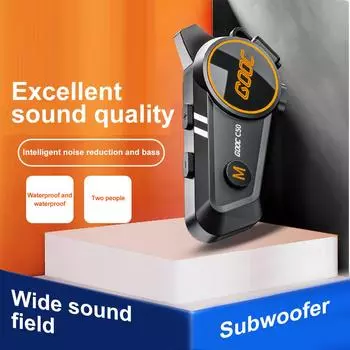 C50 Мотоциклетный интеркомшлем Bluetooth 5.3 гарнитура водонепроницаемый беспроводной моторный интерфон с трехцветной подсветкой RGB
