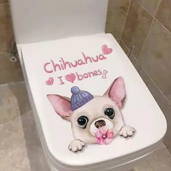 C5 # Чихуахуа, я люблю кости, наклейка на унитаз, ванная комната, крышка для унитаза, наклейка на стену, аксессуары для туалета, забавное украшение для дома A-23.5x30cm